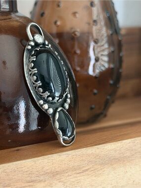 Handcrafted Silver Pendant Necklace with Black Onyx Accent